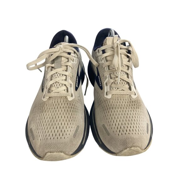 Brooks Ghost 14 Men size 8.5 Beige Navy Lightweight Mesh Sneakers Running Shoes - Picture 2 of 8